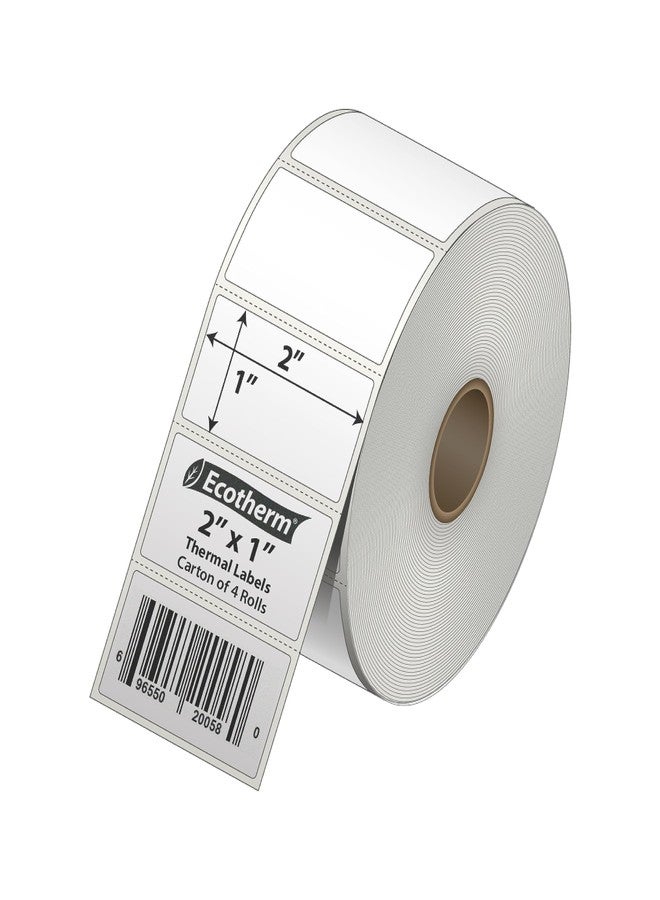 Ecotherm 2"x1" Thermal Labels for Rollo, Munbyn, Zebra, Godex, Arkscan, iDPRT, Offnova Printers and More - White Paper Stickers - Small Multipurpose Barcode Labels | 5600 Labels | 4 Rolls | by Ecotherm - Image 2
